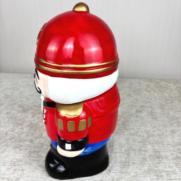 Christmas Village Earthenware Nutcracker Cookie Jar Open Box - Picture 3 of 8